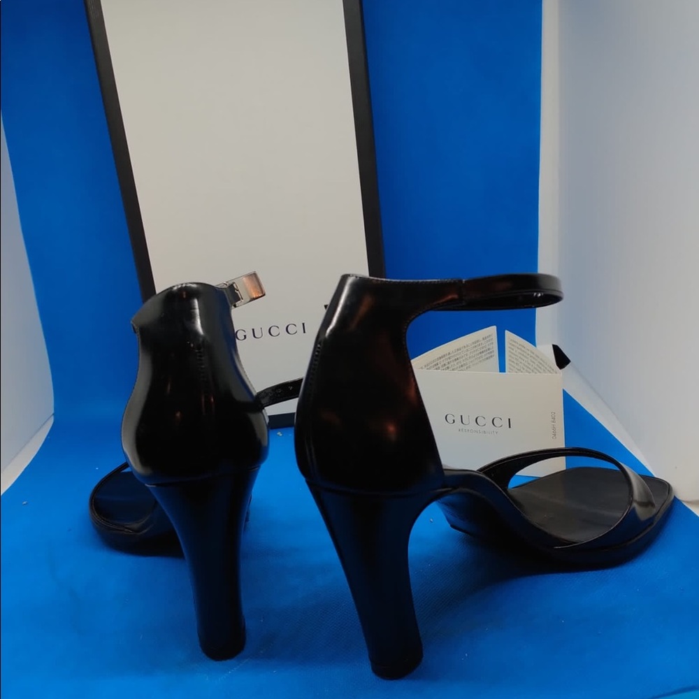 Gucci gorgeous black leather heel‎ sandals … - Picture 4 of 7